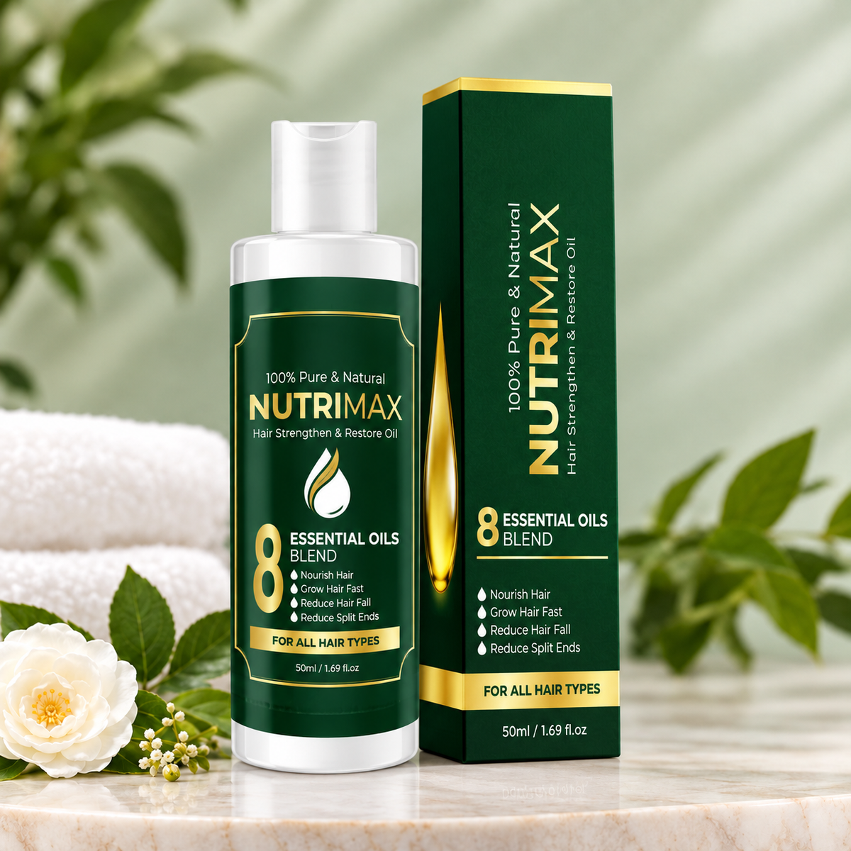 NUTRIMAX 8 Essential Oils Hair Strengthening & Hair Growth Oil – 50ml